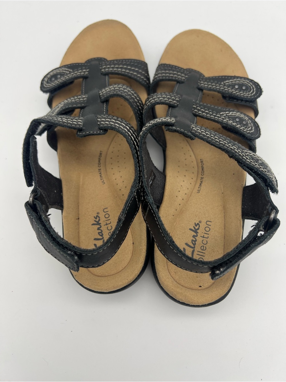 CLARKS Collection Laurieann Vine Black Leather Women Comfort Sandals Size 8 - Picture 4 of 8